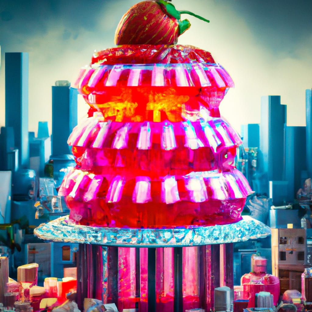 Giant Strawberry Jelly Tower Diorama
