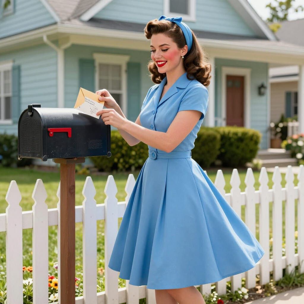 1950s Pin-Up Woman With Mailbox