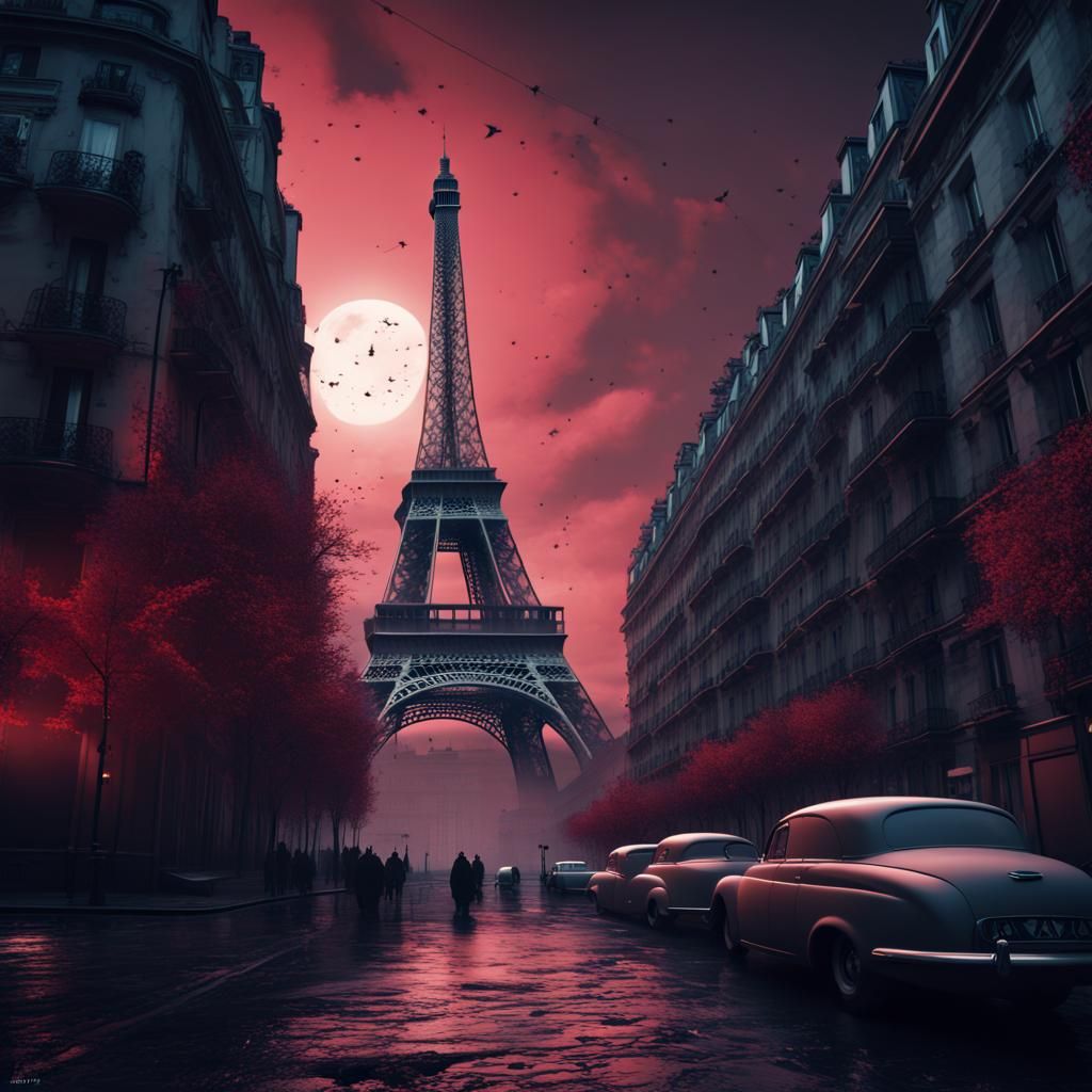 Sinister Paris Landmarks in Constructivist Art Style