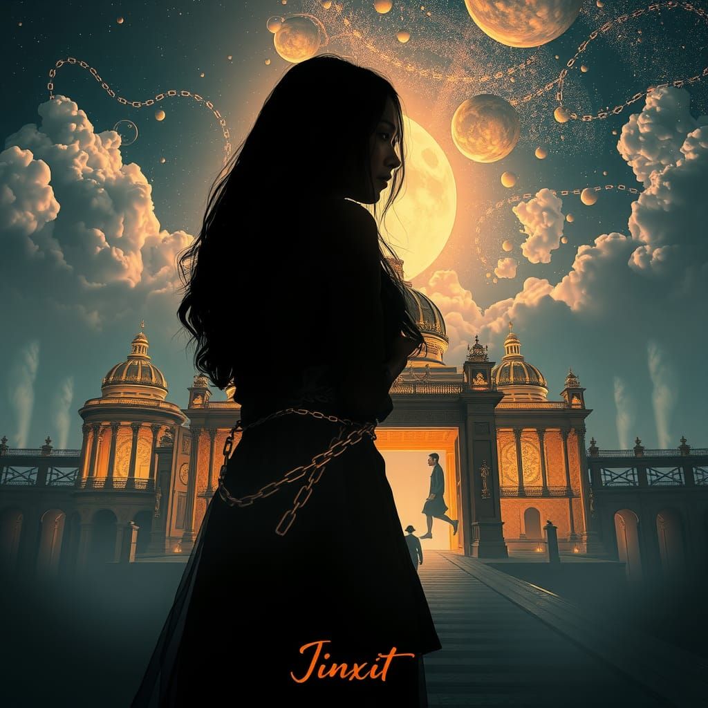 Woman in Celestial Dreamscape: Conceptual Digital Art