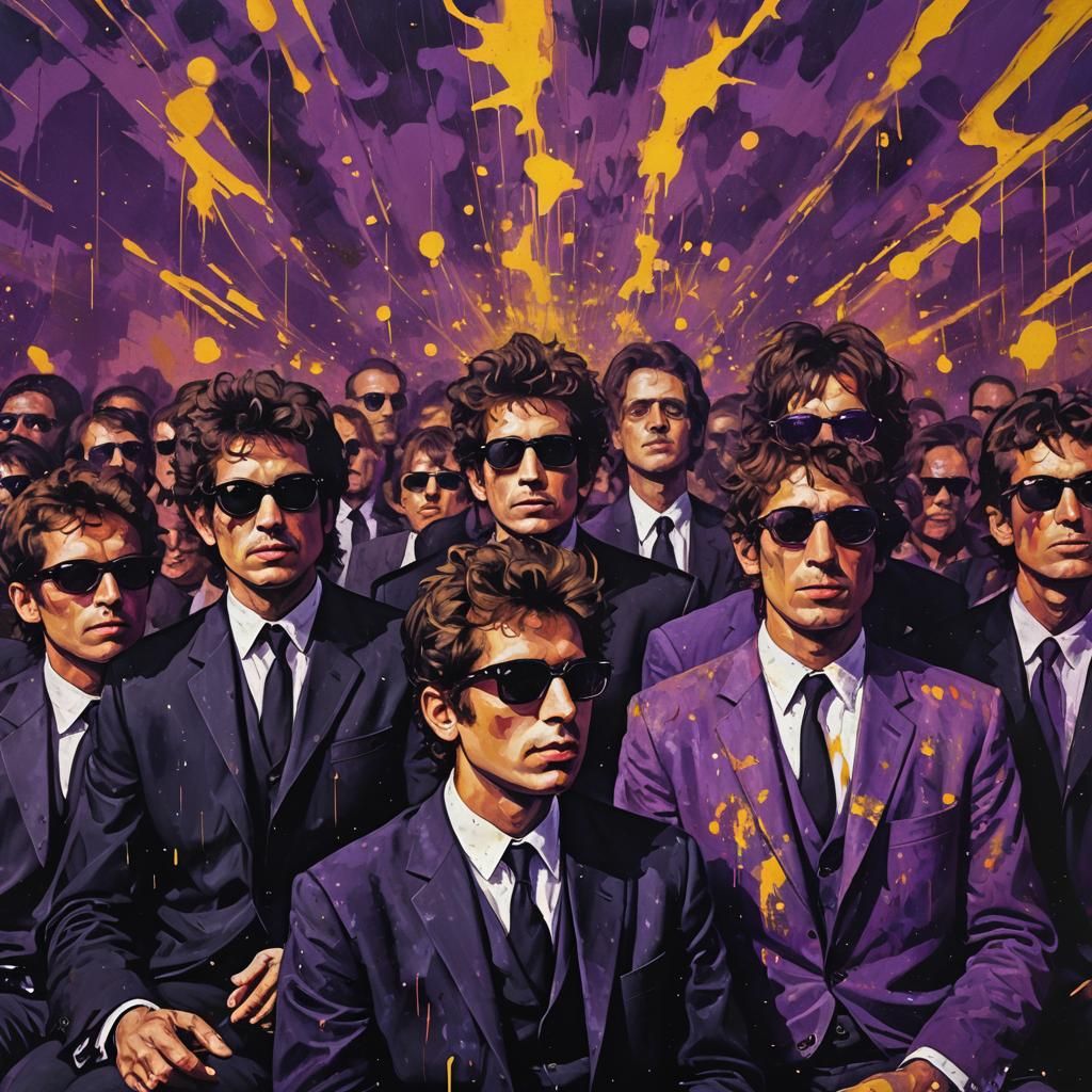 Surreal Expressionist Men at Bob Dylan Concert