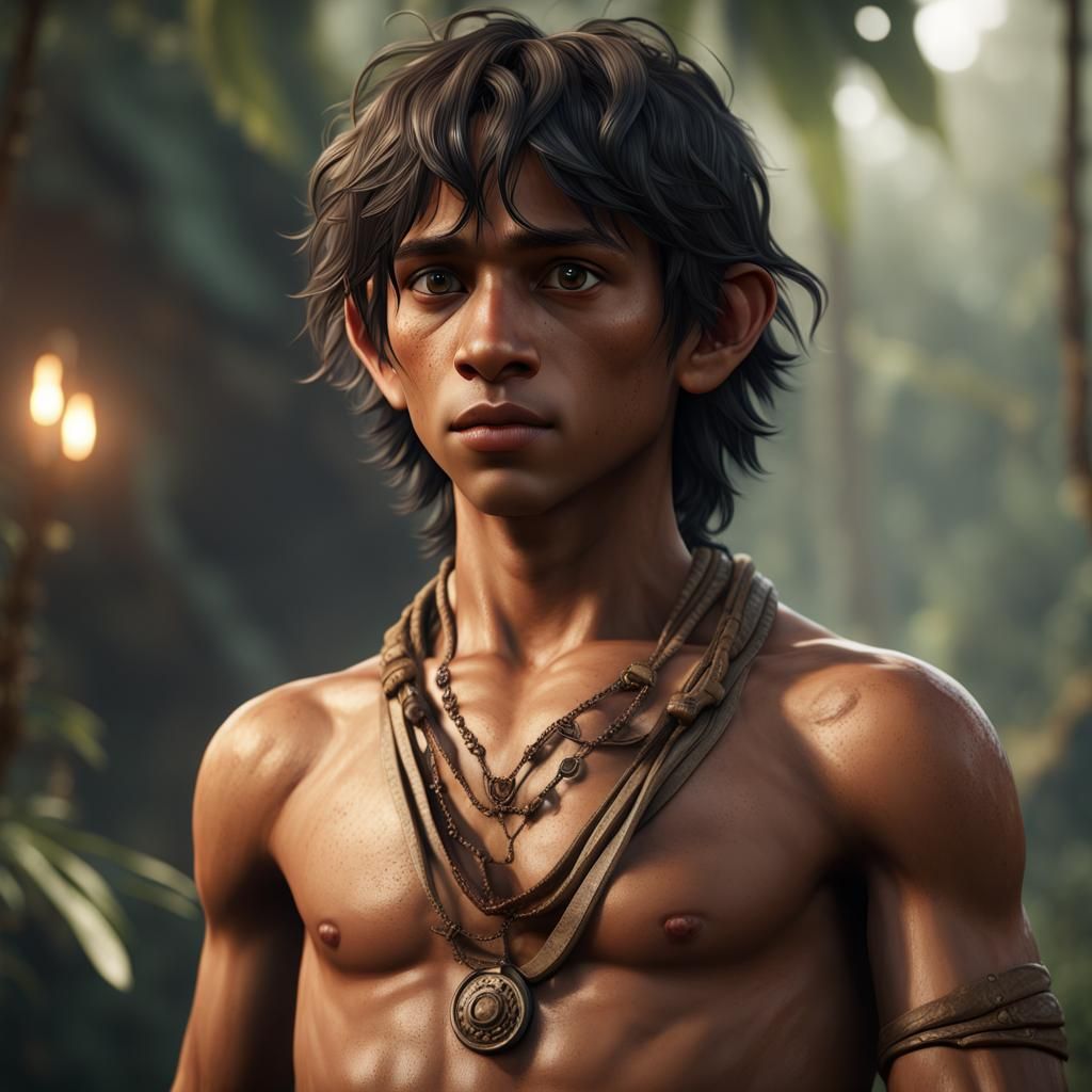 Mowgli as Modern Man in 3D Cinematic Style