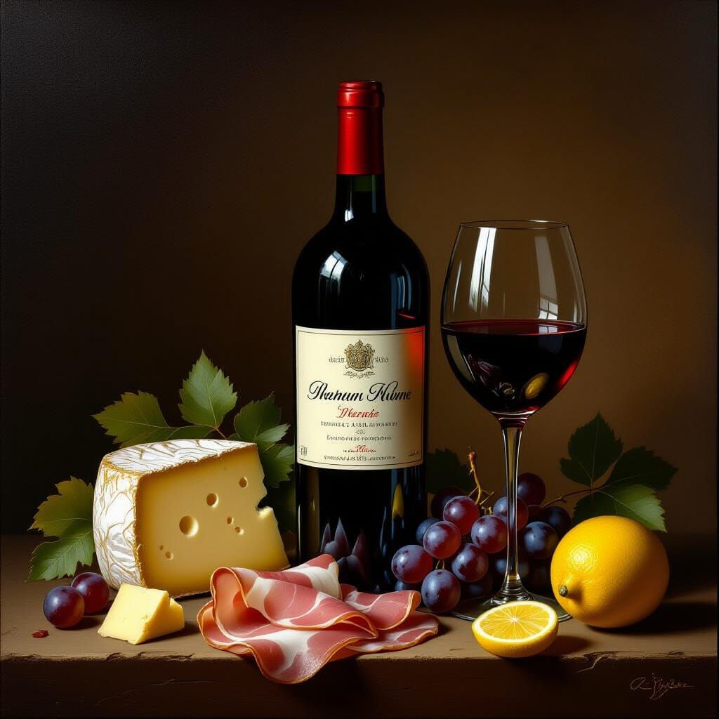 Sumptuous Still Life with Wine and Fruit