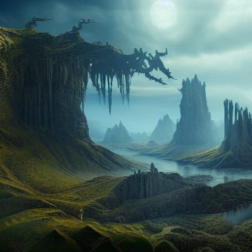 Dramatic Fractal Landscape Digital Matte Painting