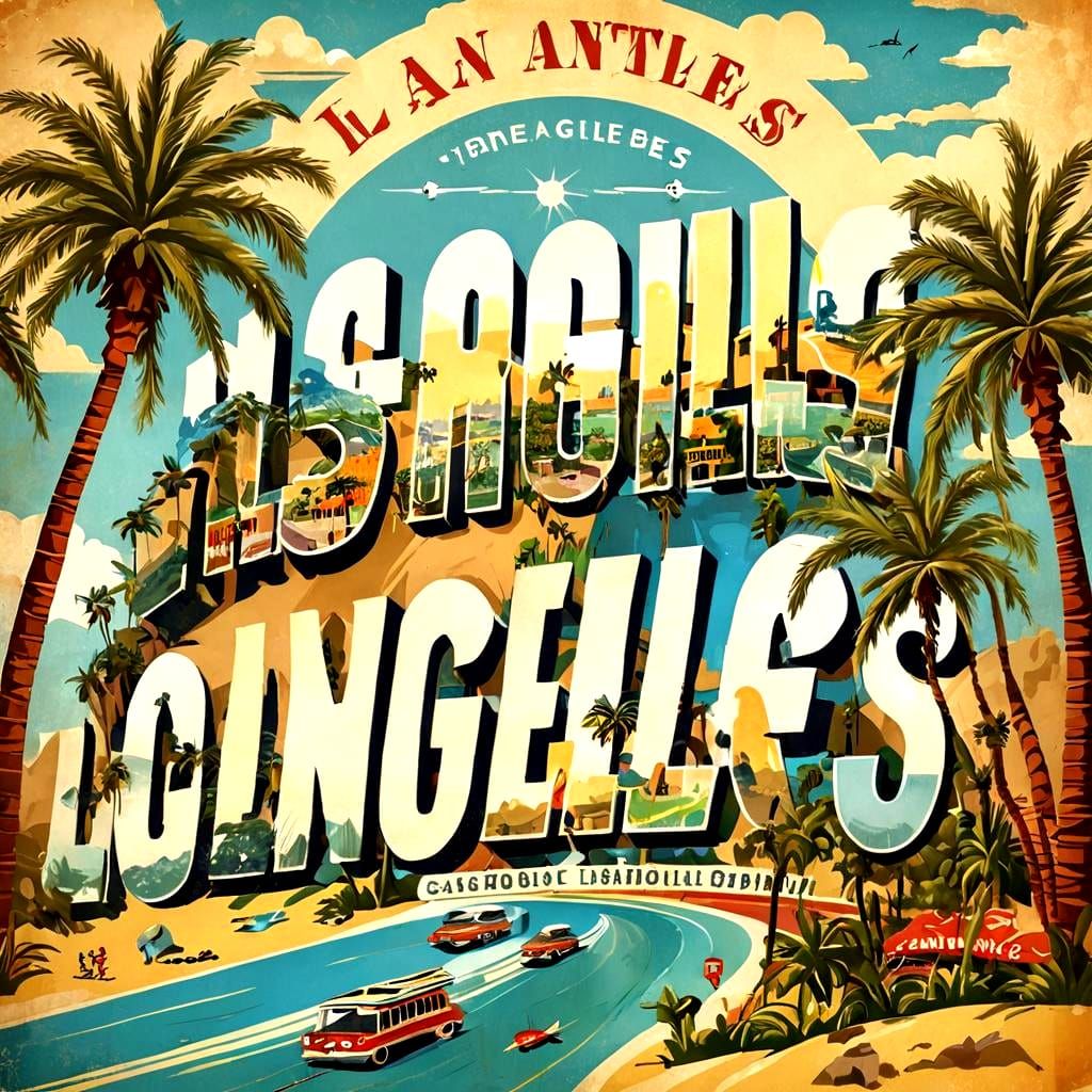 Vintage Postcard of Los Angeles Pictures