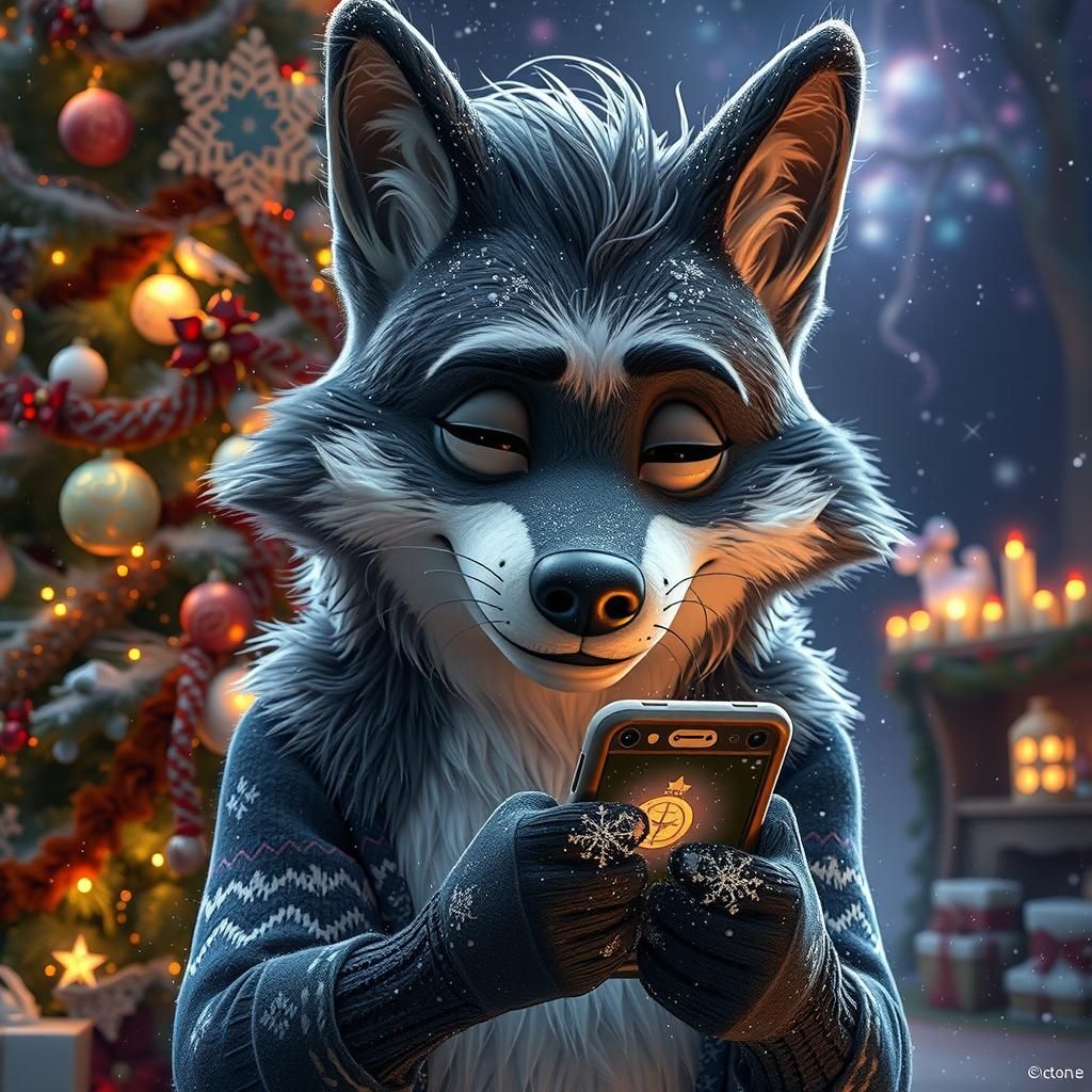 Joyful 3D Disney Wolf Cub Christmas Scene