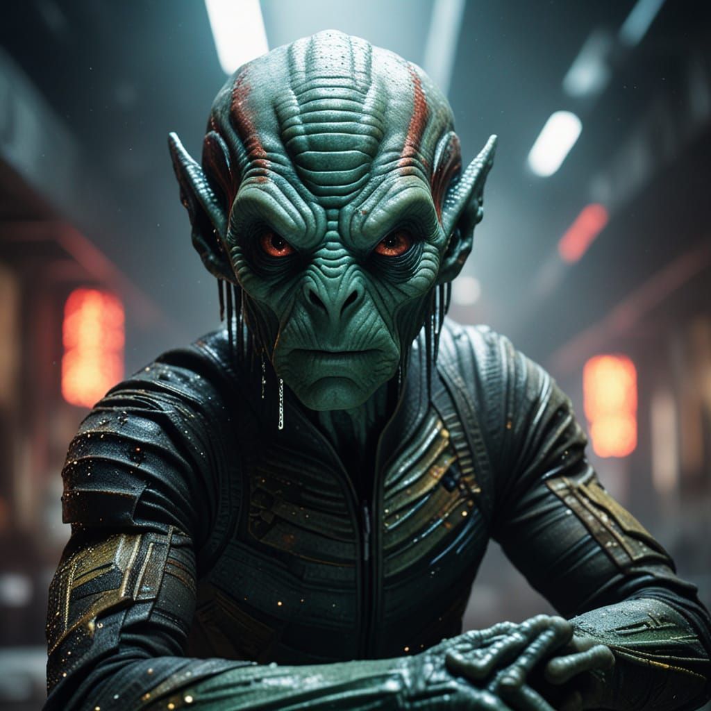 Ethereal Alien Diplomat Portrait in Watercolour Style