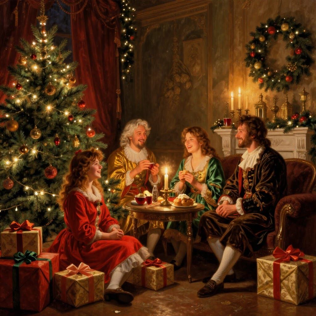 Neoclassical Christmas Celebration Scene