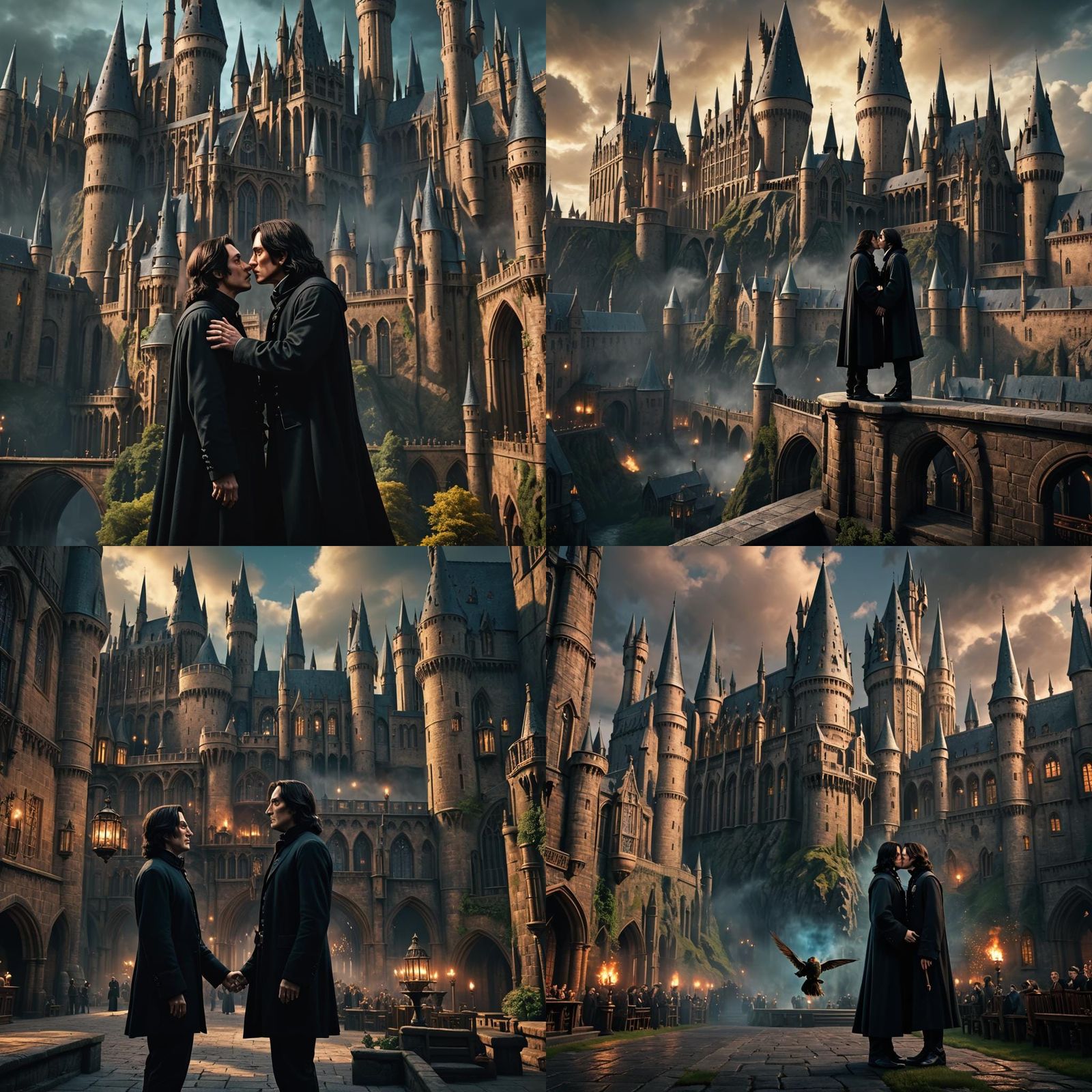 Snape and Harry Potter Kissing: Fantasy Concept Art