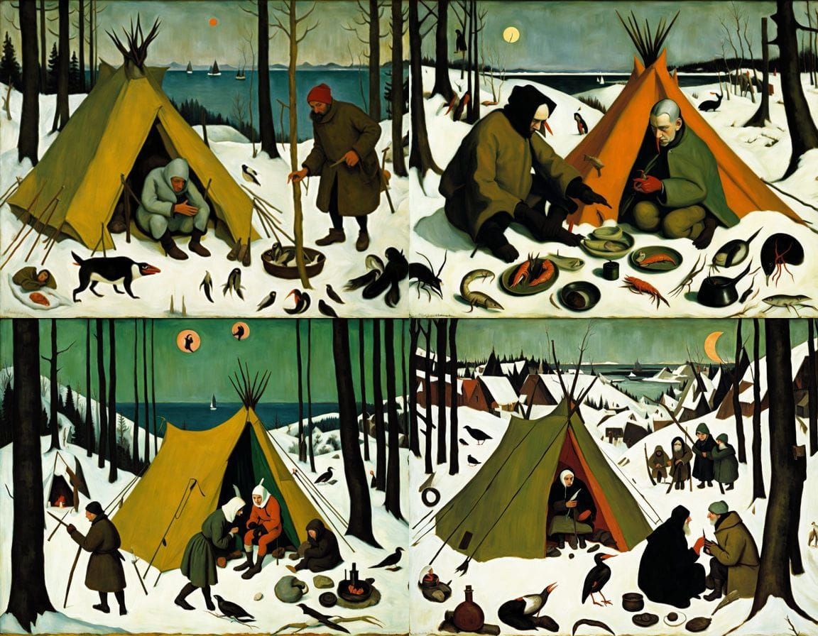 Winter Horror Landscape in a Dark Surrealist Style