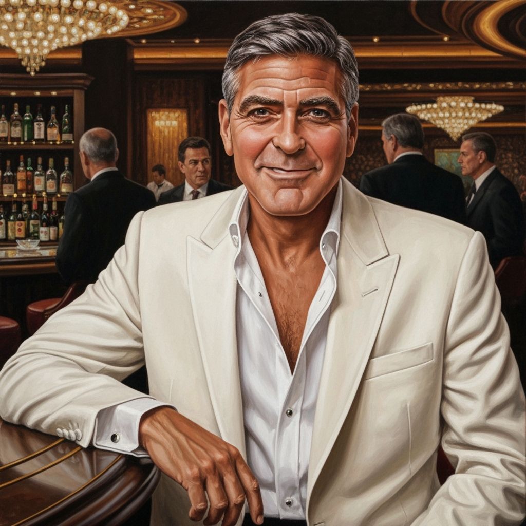 George Clooney as Danny Ocean in Realistic Oil Painting