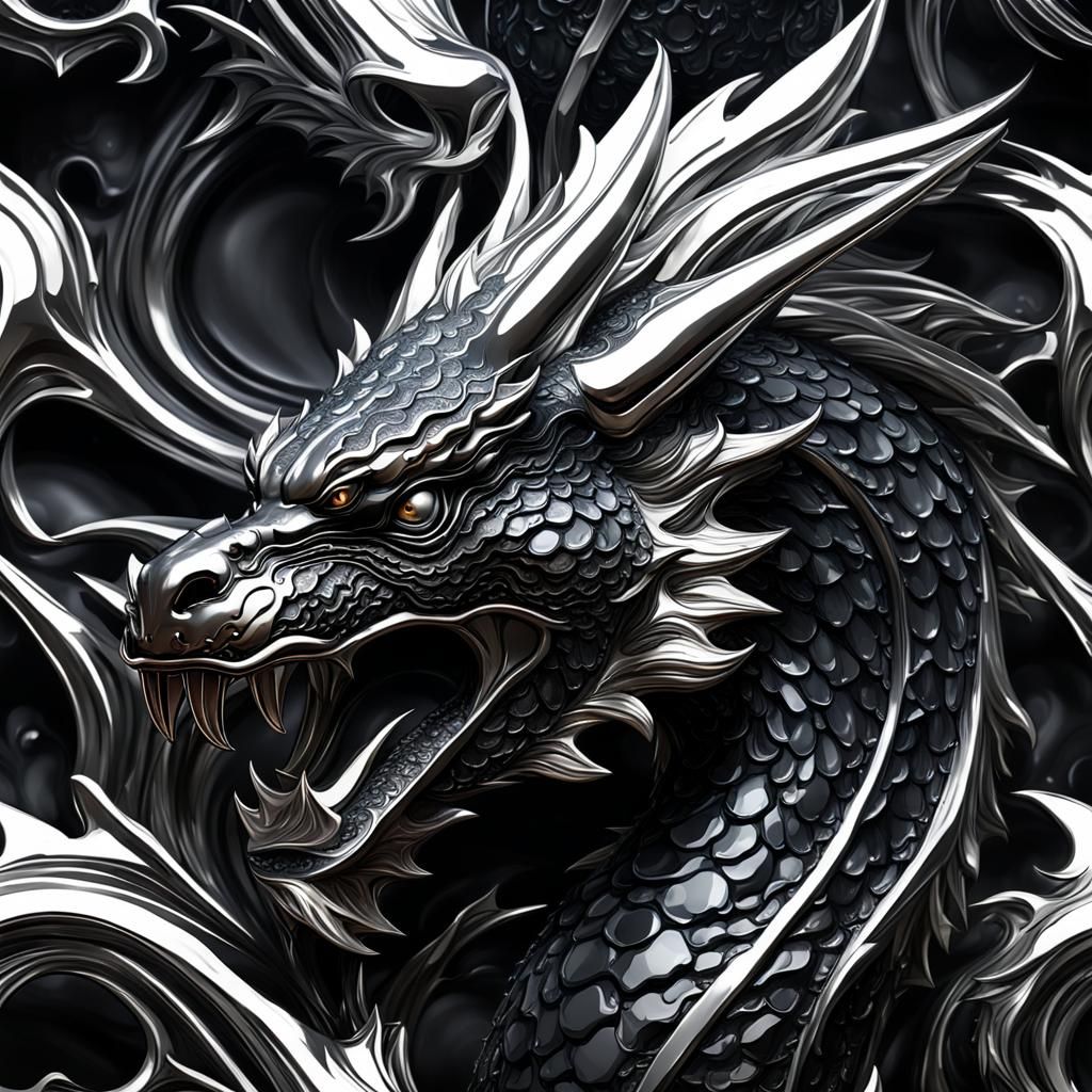 Onyx and Chrome Dragon Splash Art