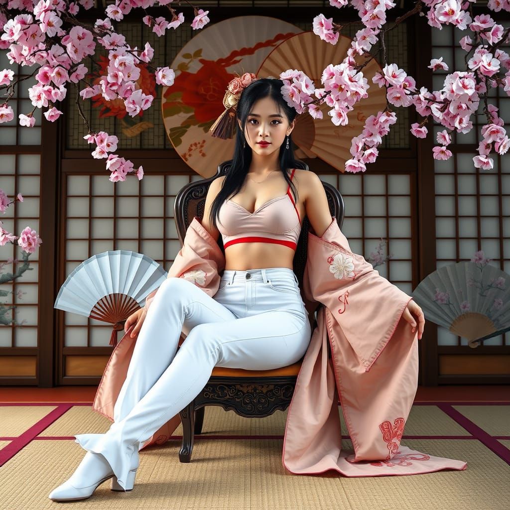 Geisha in Jeans: A Photorealistic Fusion of Styles