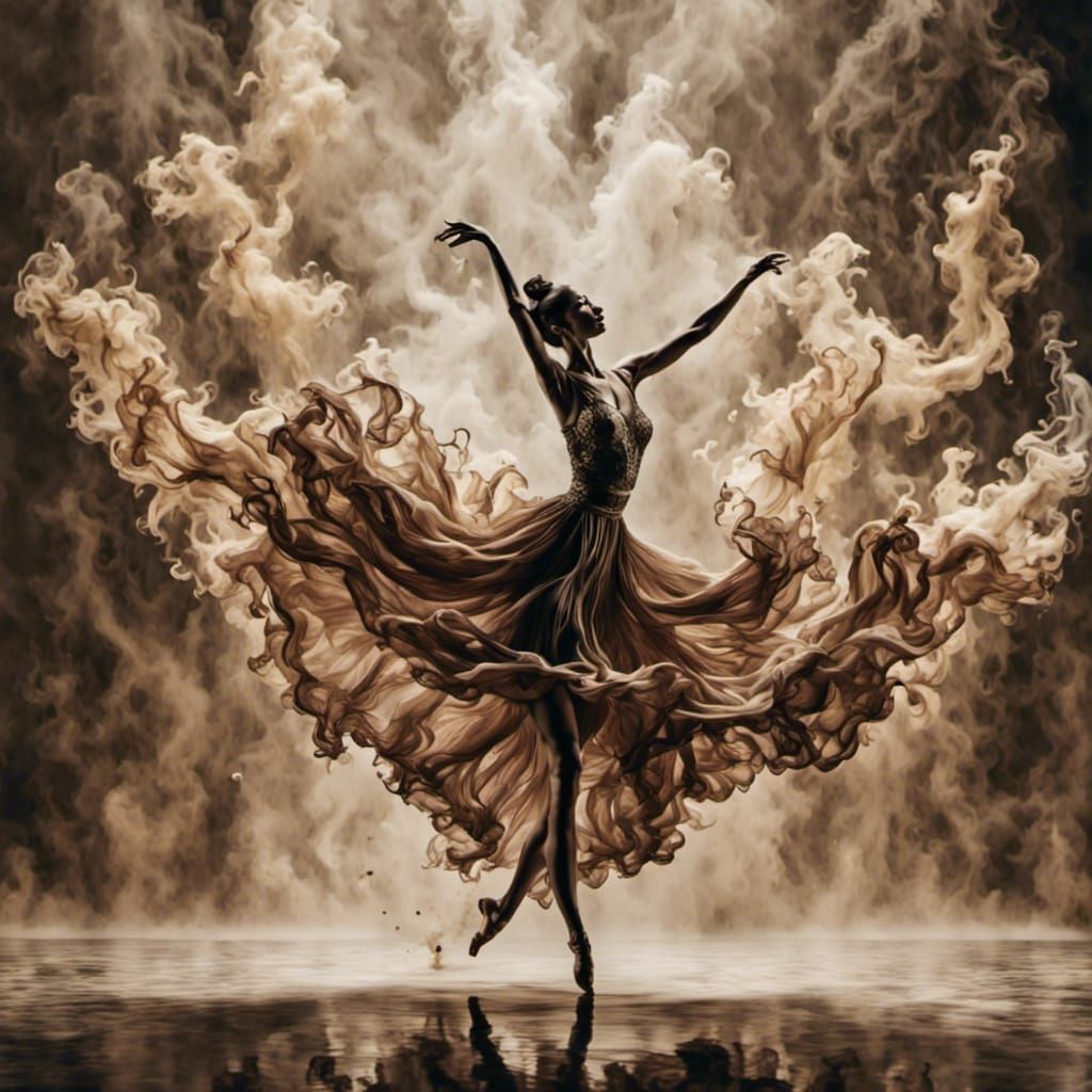 Silhouette Dancer in Water-Ink and Smoke
