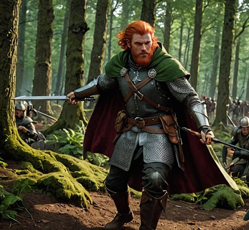 D&D Ranger Fires Arrows in Forest Scene