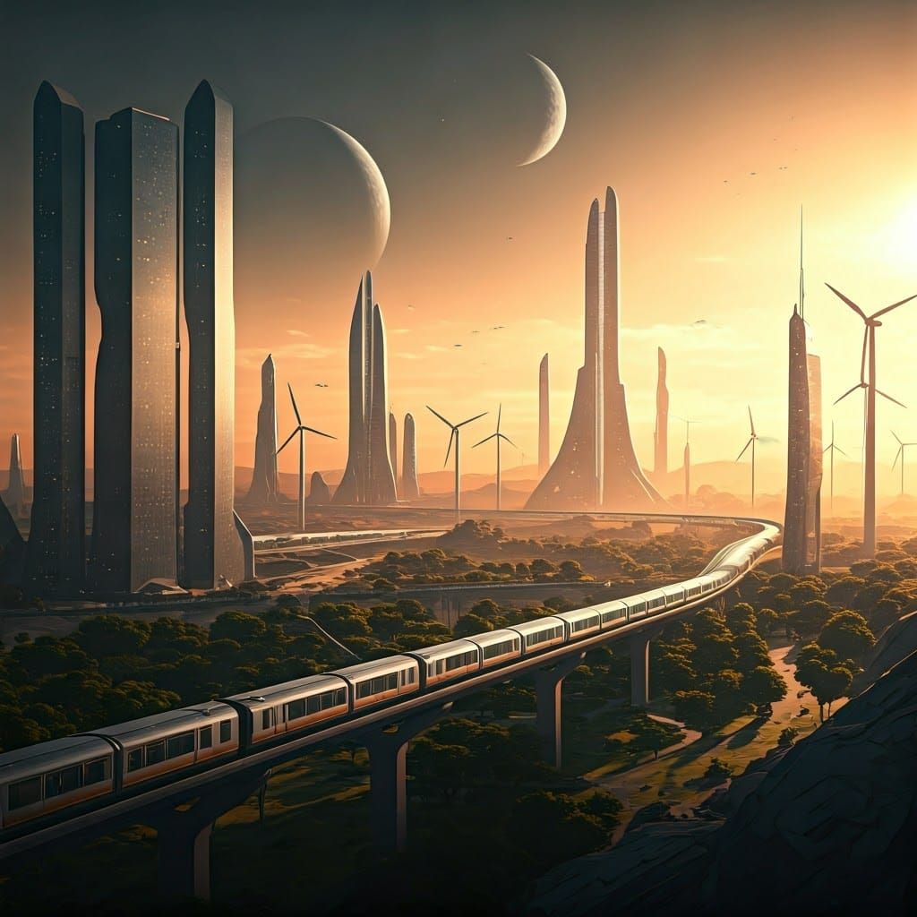 Futuristic Mars Metropolis in Solarpunk Style