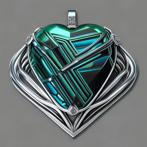 Cybernetic Heart Jewelry in Hyperrealistic 3D
