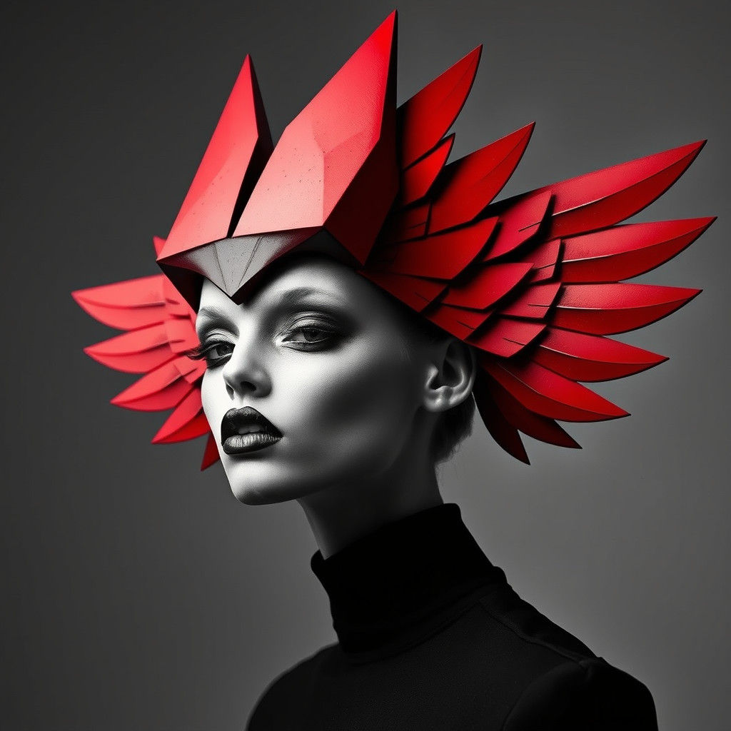 Avant-Garde Fashion Photo with Geometric Headdress