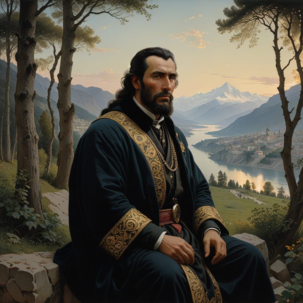 Regal Alani Nobleman Amidst Caucasus Mountains