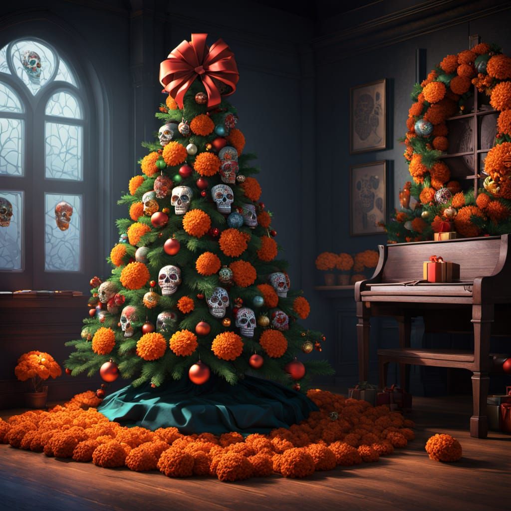 Day of the Dead Christmas Tree with Sugar Skulls