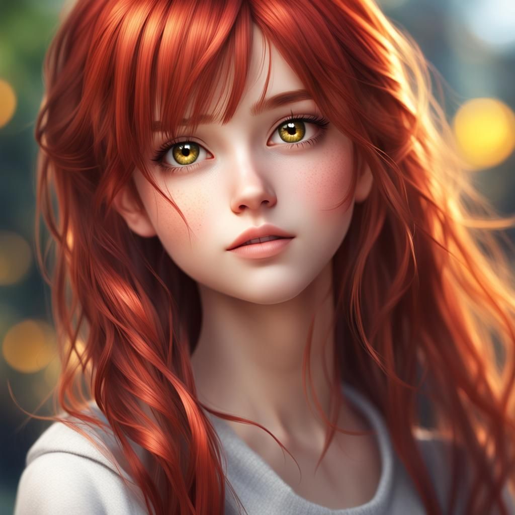 Realistic photo anime girl
emotions - love
fine facial features
feminine appearance
each eye a different color
other eye...