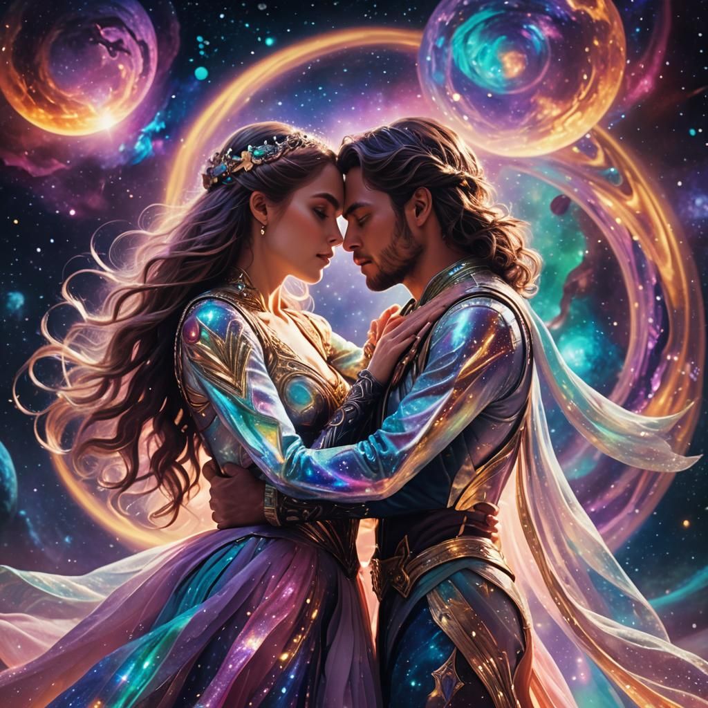 Cosmic Lovers in Galactic Opera Arena, Dreamlike Colors
