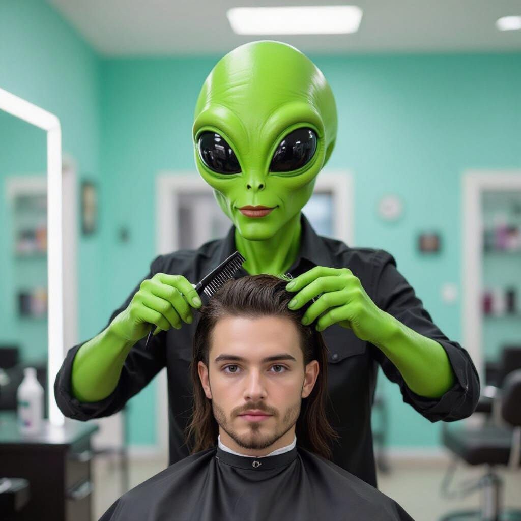 Alien Haircut in Sketchy Doodle Style