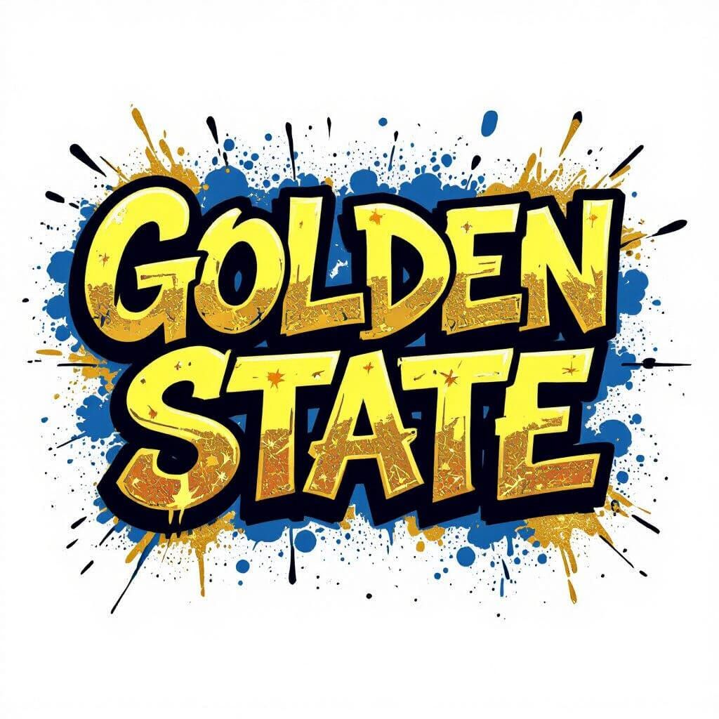 Golden State Graffiti Logo with Blue and Gold