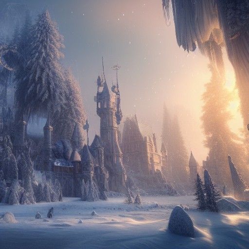 Detailed Winter Wonderland Matte Painting