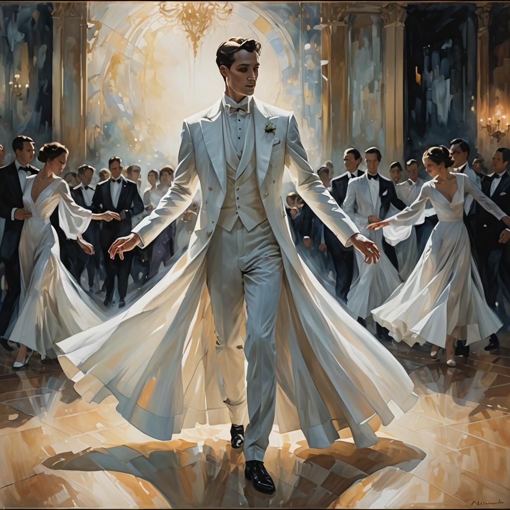 Ghostly Figure Glides Across Ballroom in Lyrical Abstraction