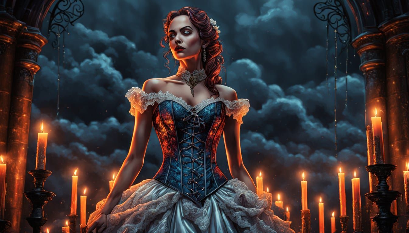 Gothic Comic Book Bride with Dark Candles