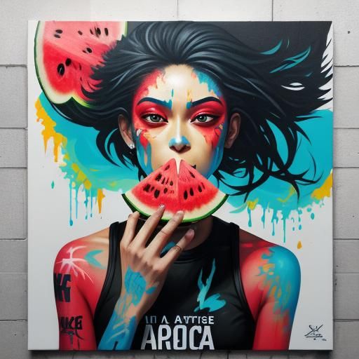 Girl with Watermelon: Graffiti Art in Polluted Summer