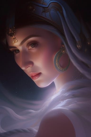 Nammu: Mesopotamian Sea Goddess Portrait in Art Nouveau Styl...