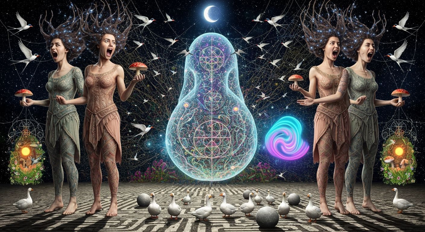 Primal Scream Twins Amidst Cosmic Surrealism