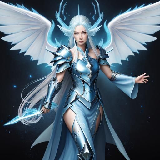 Photorealistic Water Angel Avatar with Draconic Wings