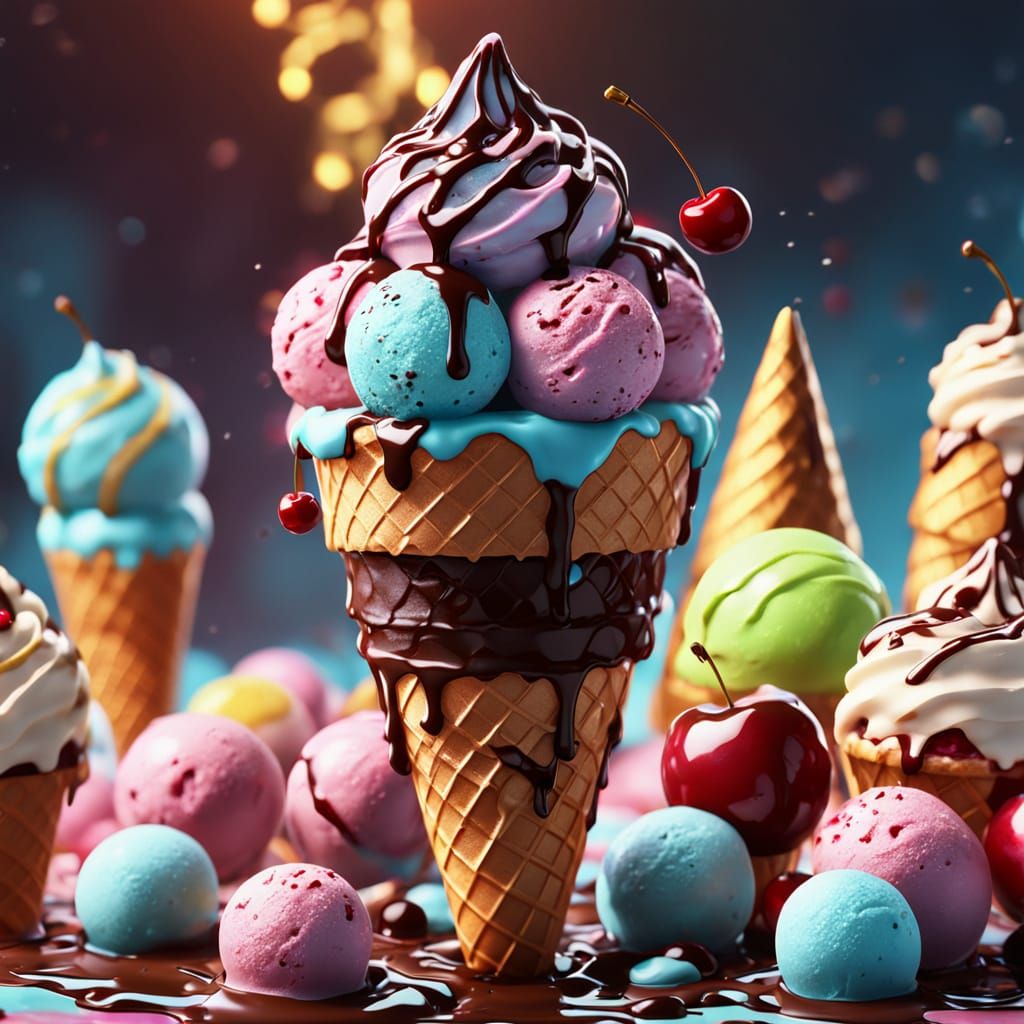 Fantastical Ice Cream Cone in Digital Matte Painting
