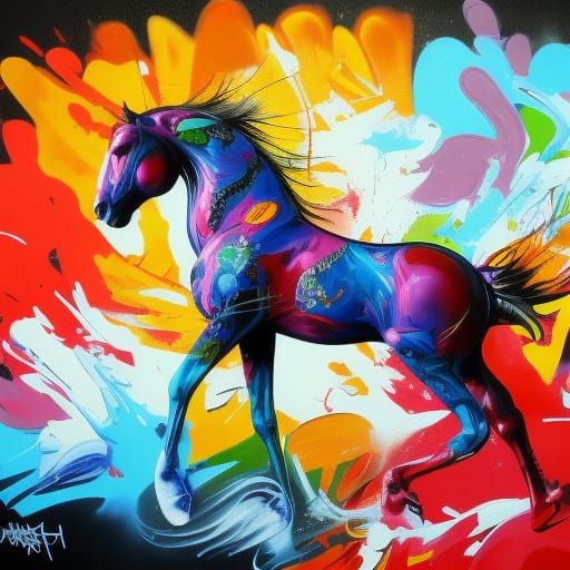 Dynamic Horsepower in Graffiti Street Art