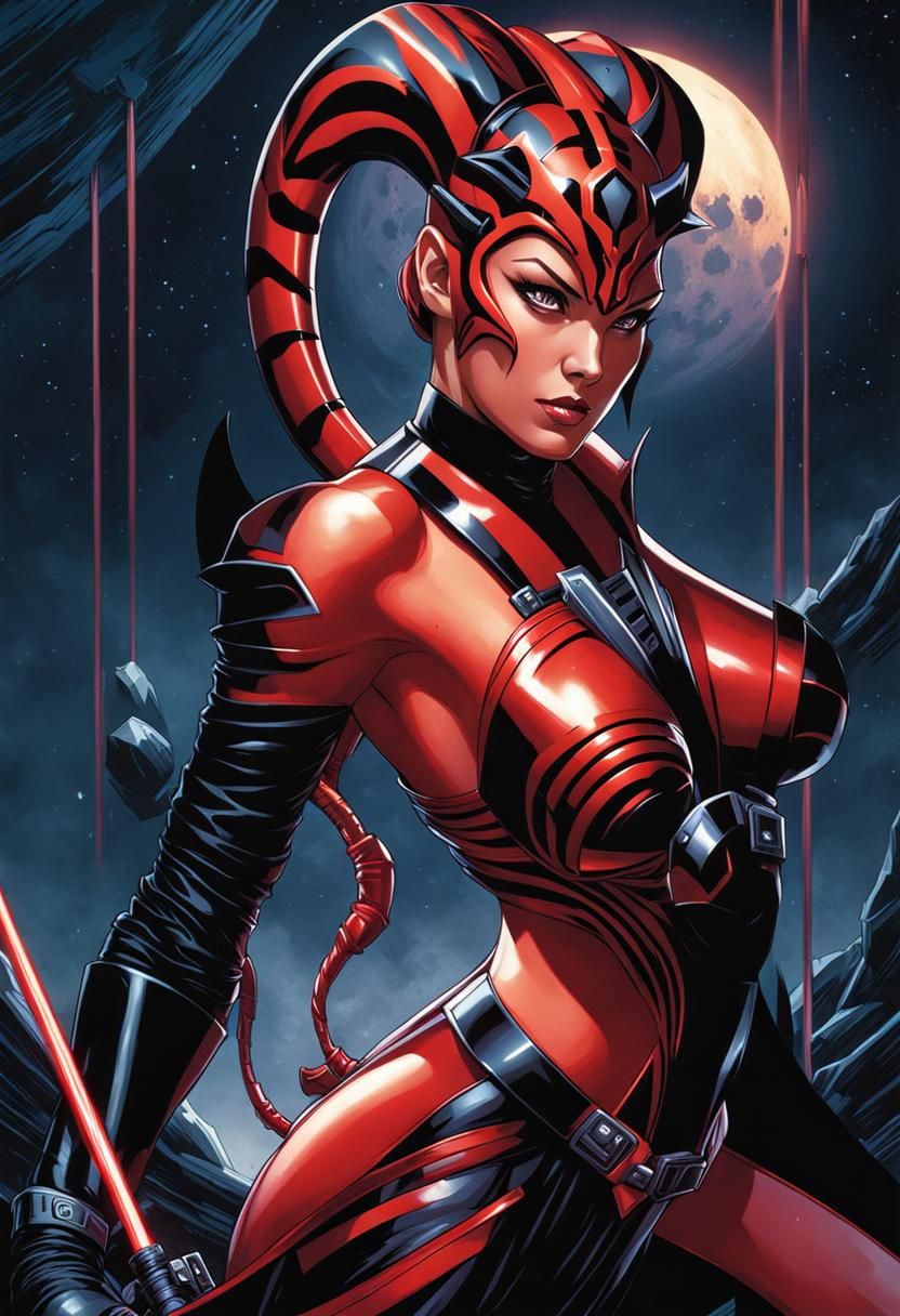 Darth Talon Sith Lord in Comic Book Art Style
