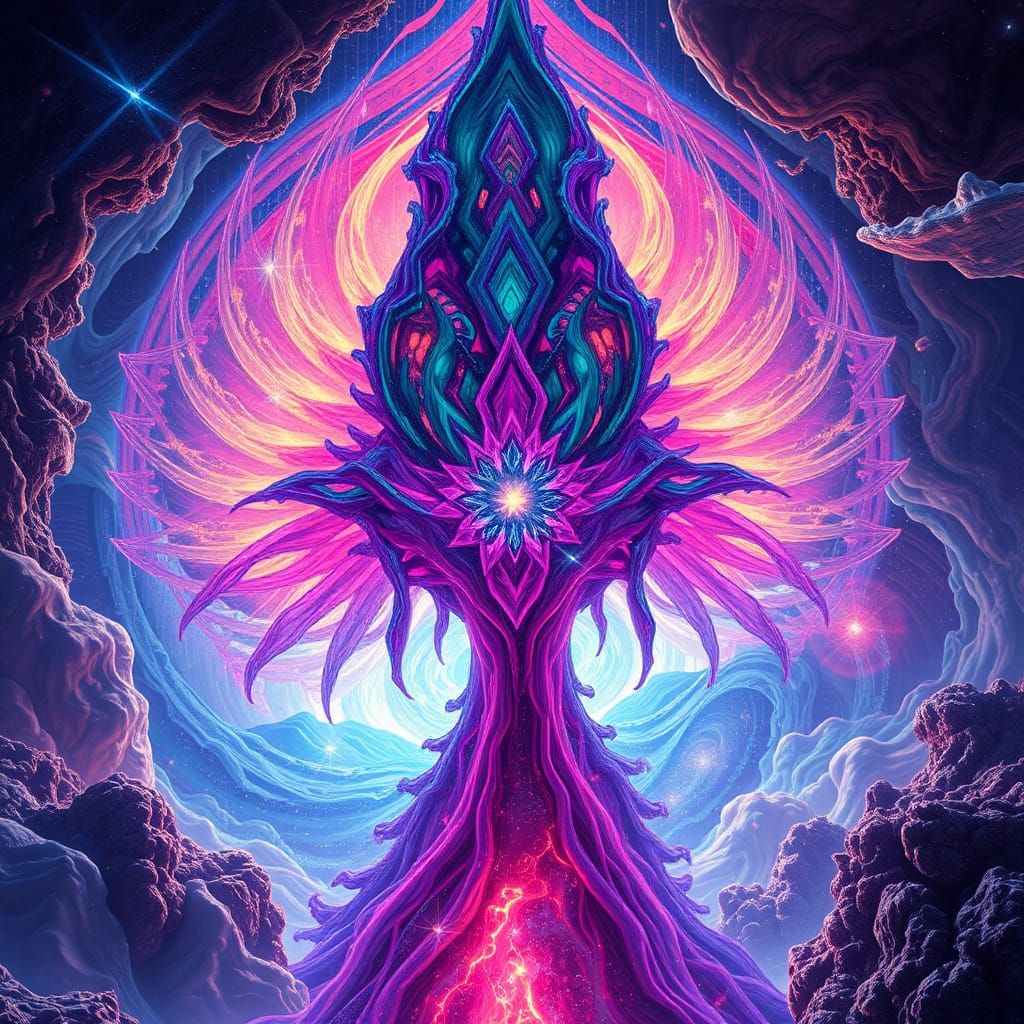 Otherworldly Entity Warping Space-Time in Surreal 3D