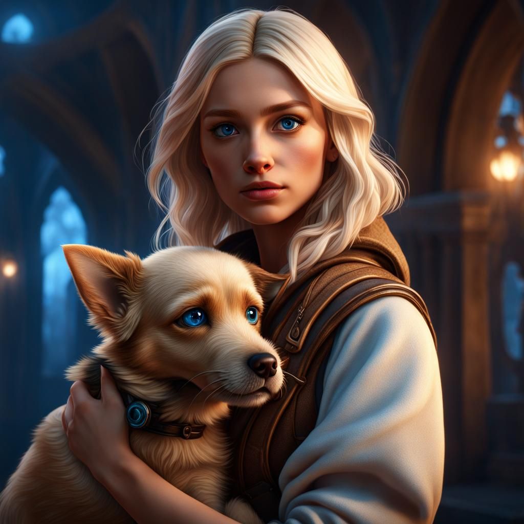 Girl with Dog: Detailed Matte Painting