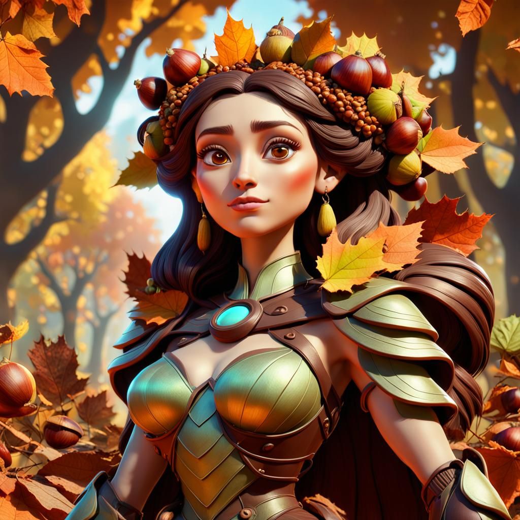 Autumn Goddess in 3D Digital Art Style