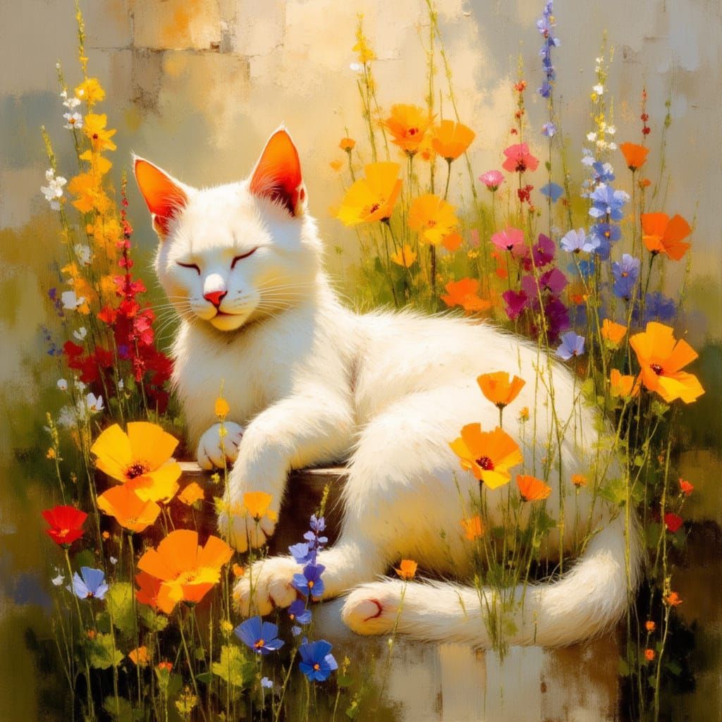 Garden Scene in Impressionist Style