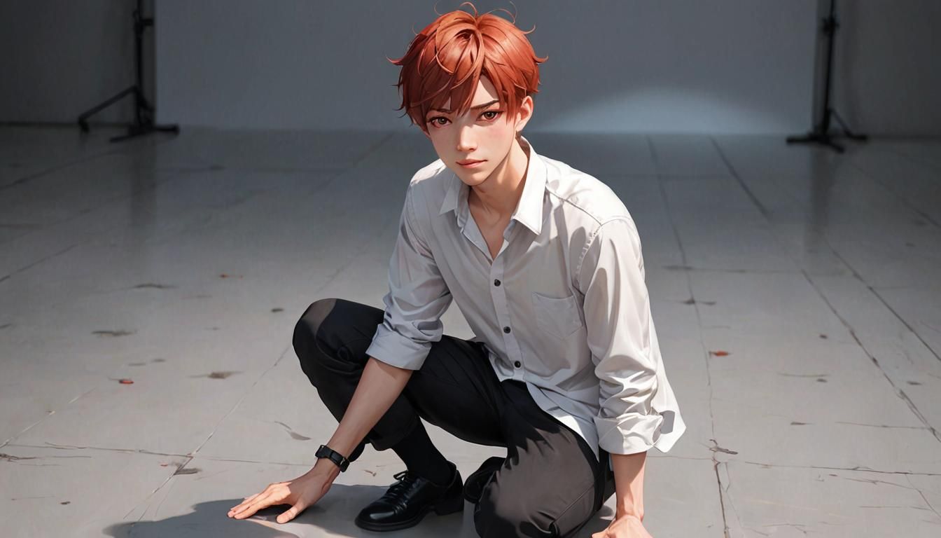 Anime Man on Stage in Detailed 3D Rendering