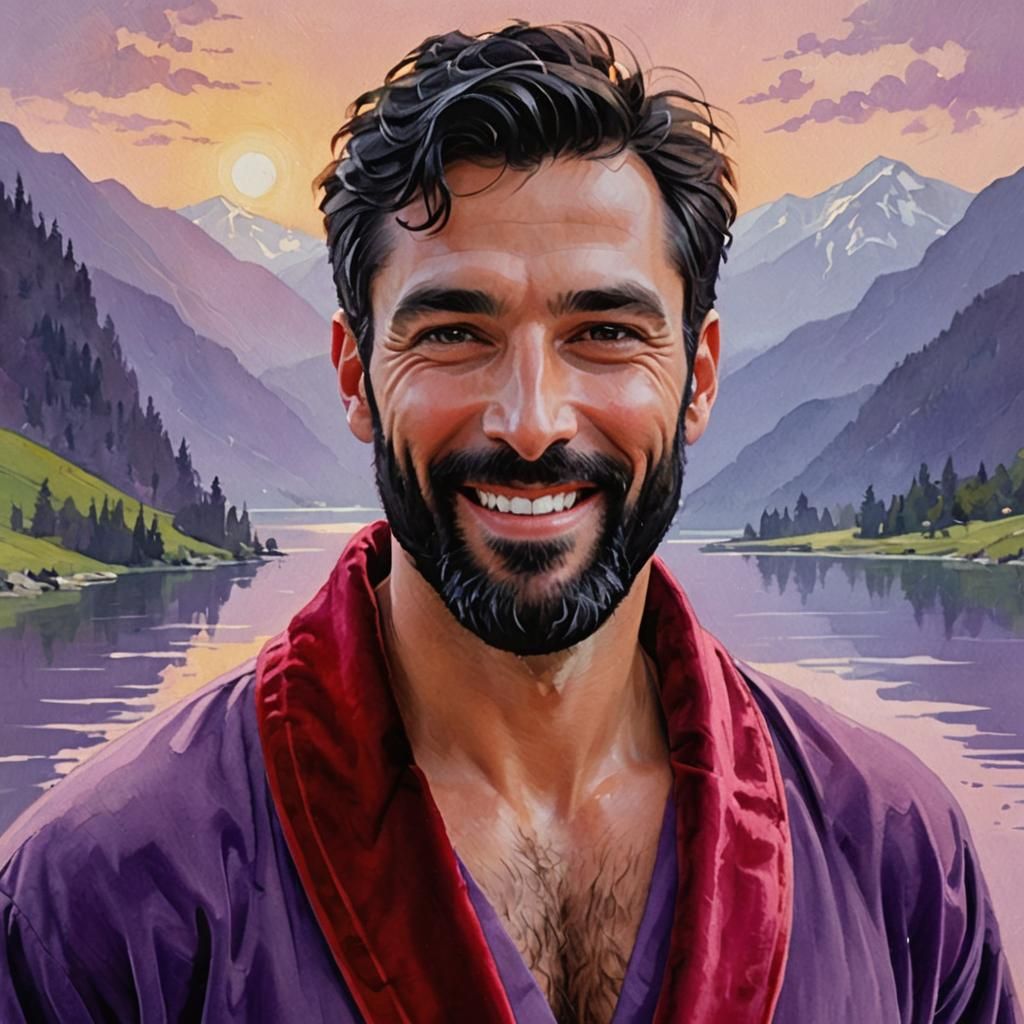 Vibrant Portrait of a Handsome Man in Regal Attire
