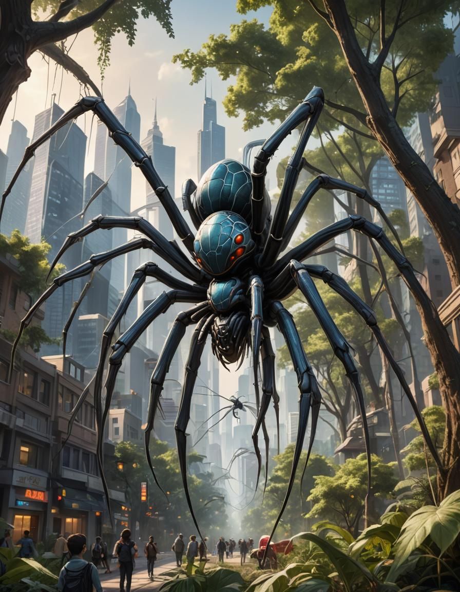 Intelligent Alien Spider in Advanced City