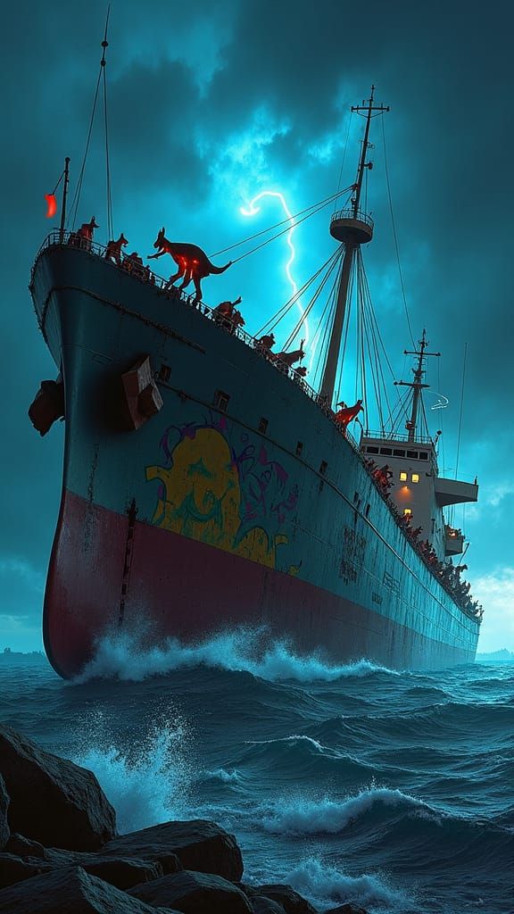 Zombie Kangaroos Attack Cargo Ship in Sydney Harbor
