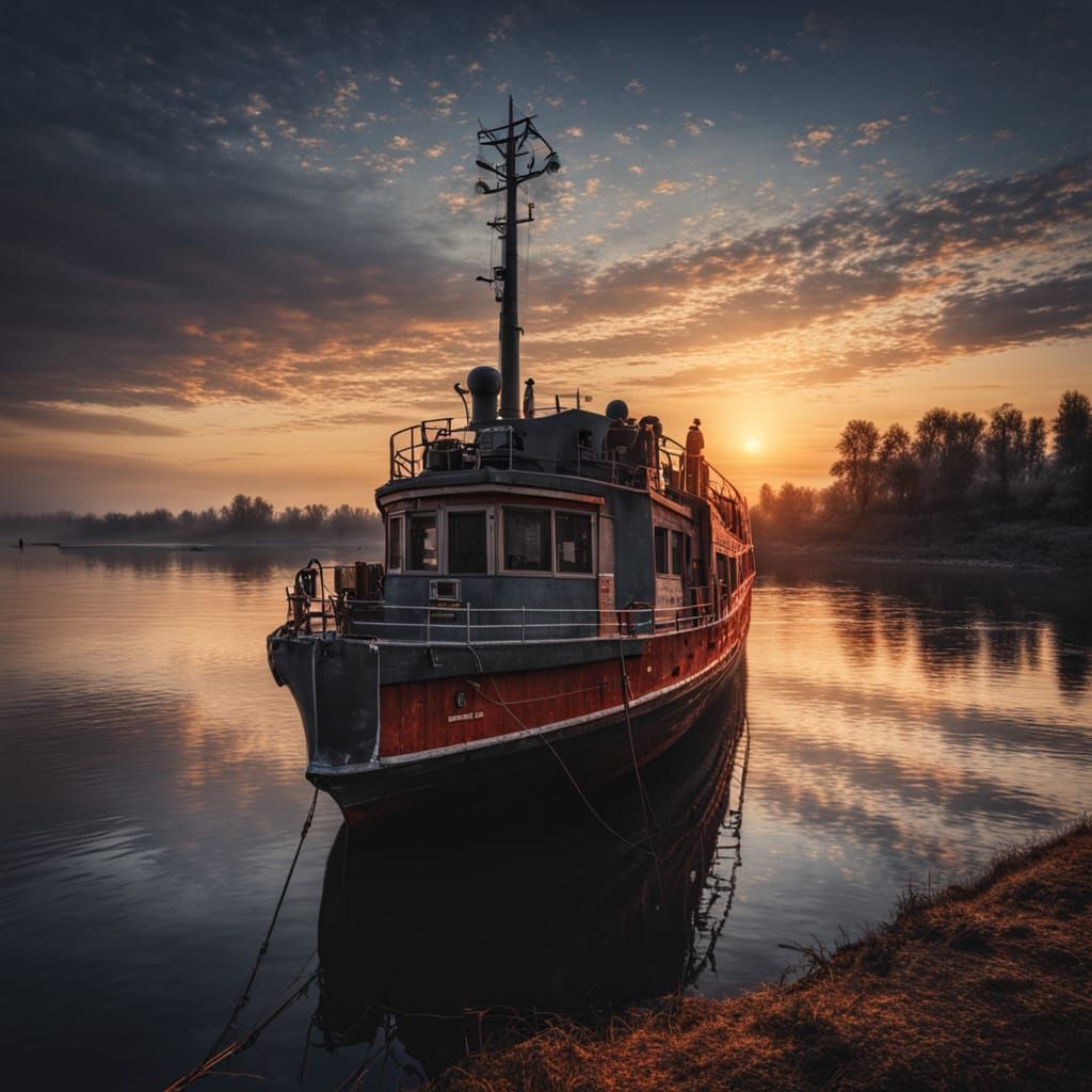 The Volga River at Dawn in Hyperrealistic HDR