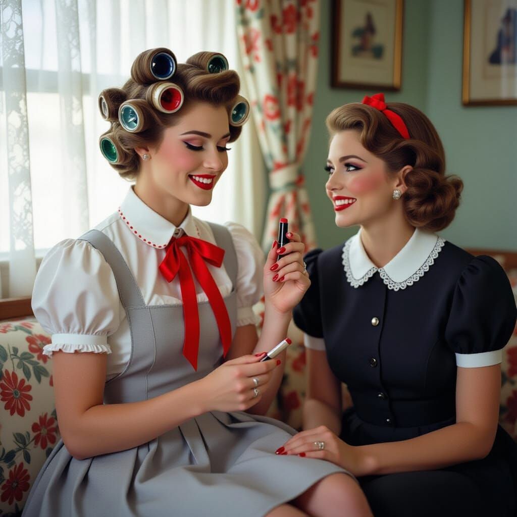 Cross-Dressed Man in Schoolgirl Outfit, Vintage Film Still