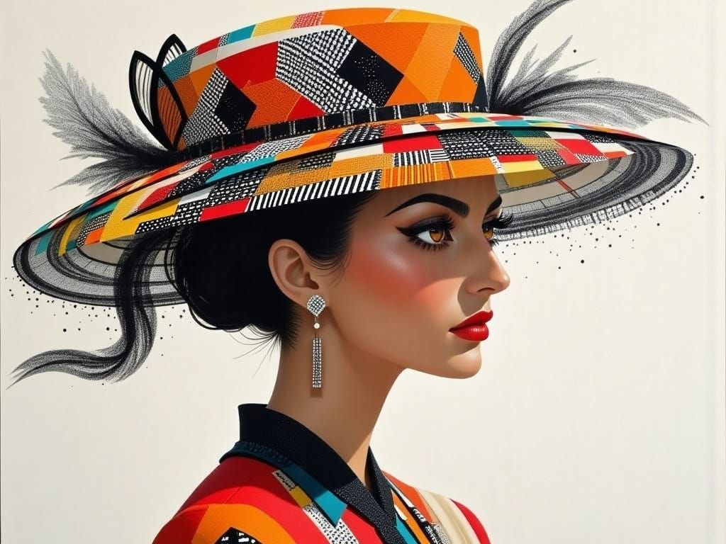 Ethereal Audrey Hepburn in Lavish Derby Hat with Swirling Ba...