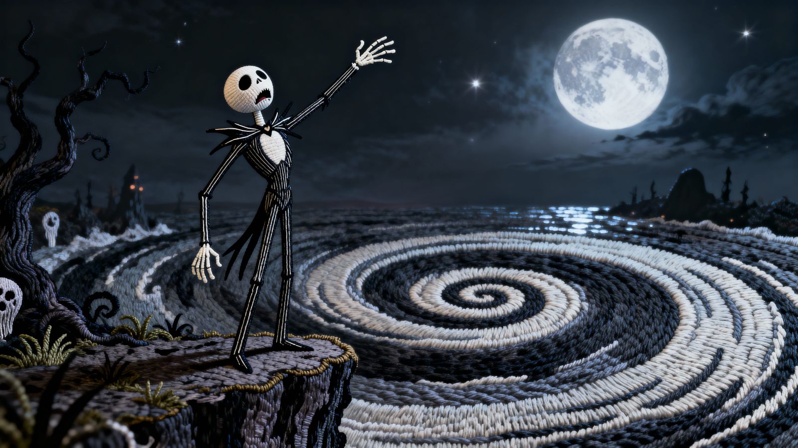 Jack Skellington Singing on Spiral Cliff Edge in Tim Burton ...
